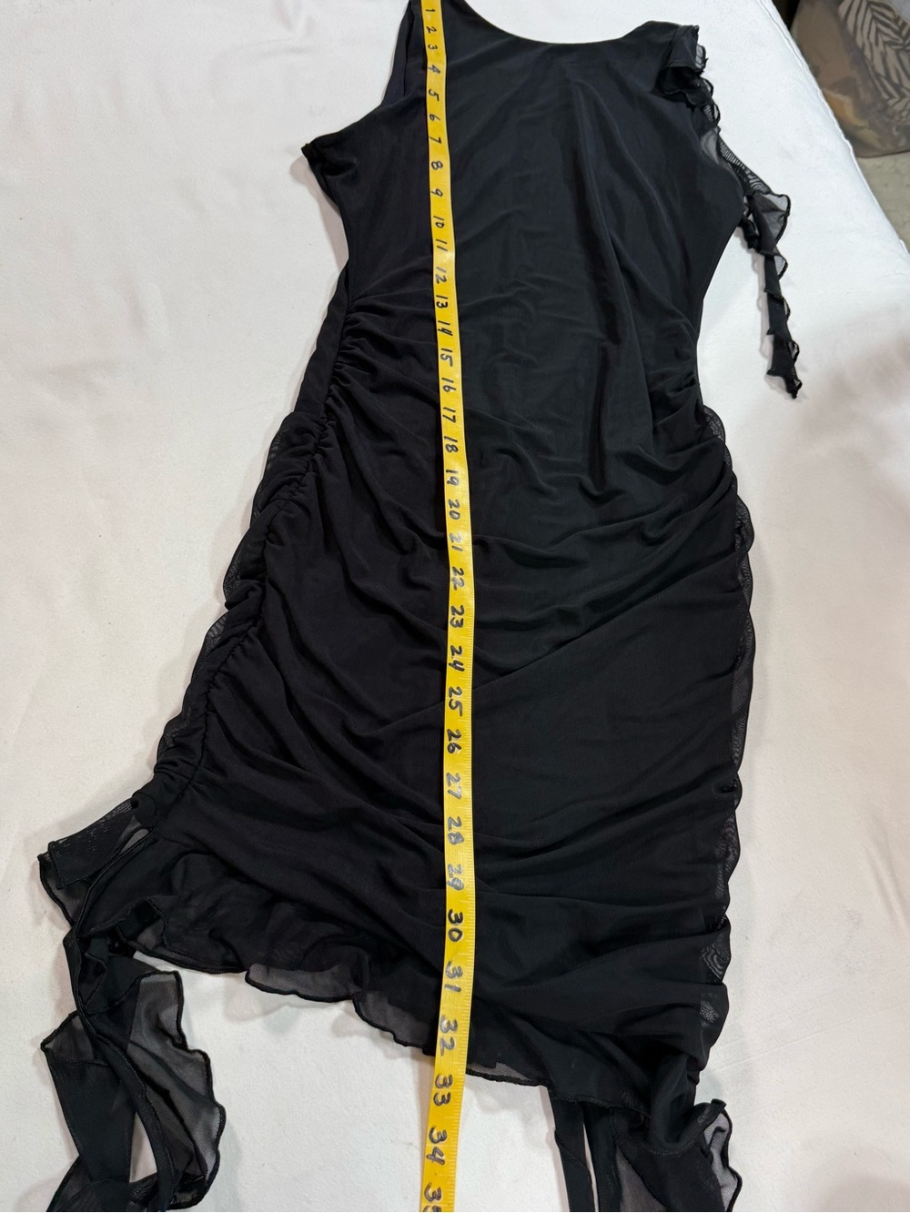 OH POLLY Black Sleeveless Ruffle-Detail Bodycon Mini Dress size 6 - Picture 15 of 15